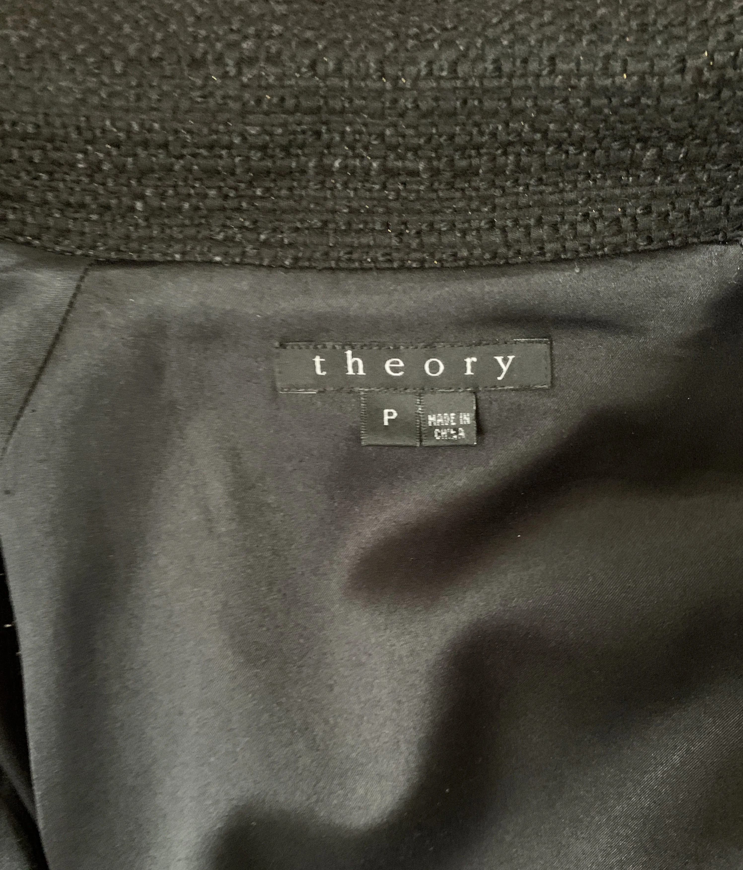 00's Black Woven Cocoon Coat by Theory