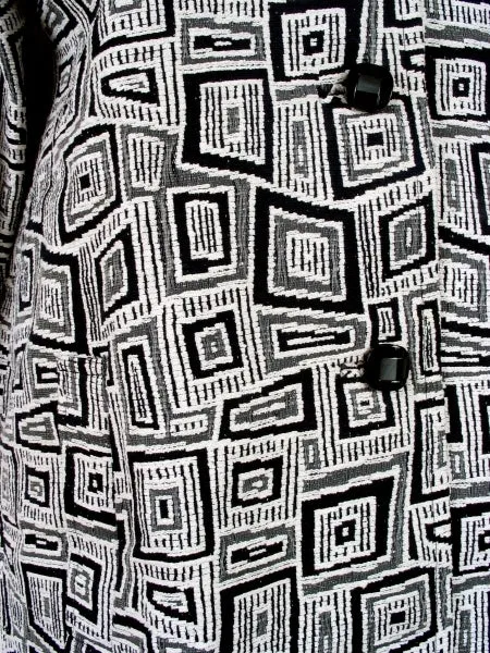 1960s Graphic Print B&W Coat