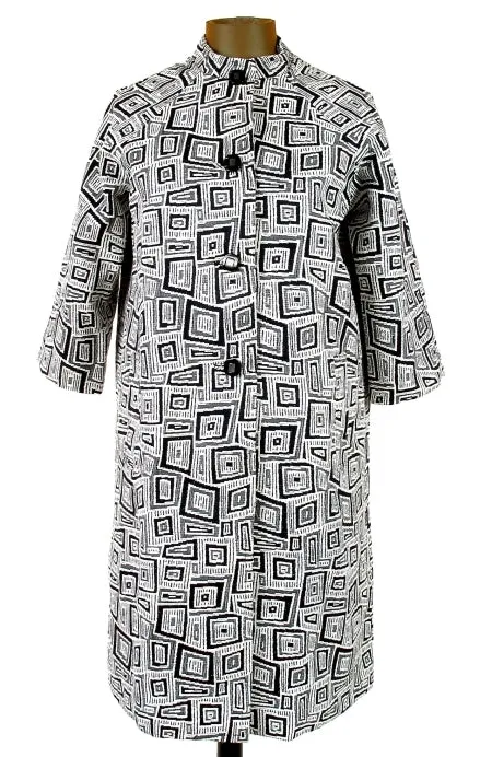 1960s Graphic Print B&W Coat