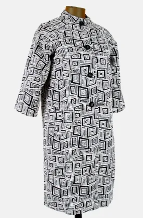 1960s Graphic Print B&W Coat