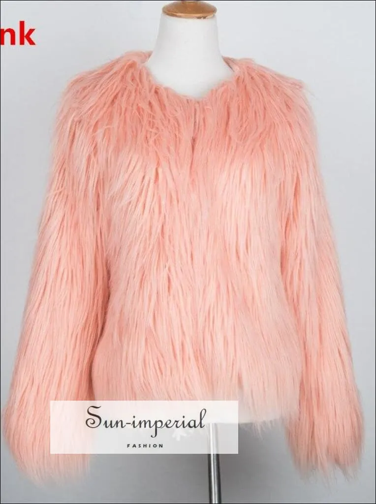 20 Colors Size S- 4xlplus Size Womens Black Fluffy Faux Fur Coats Jackets White  Fur Coats Women