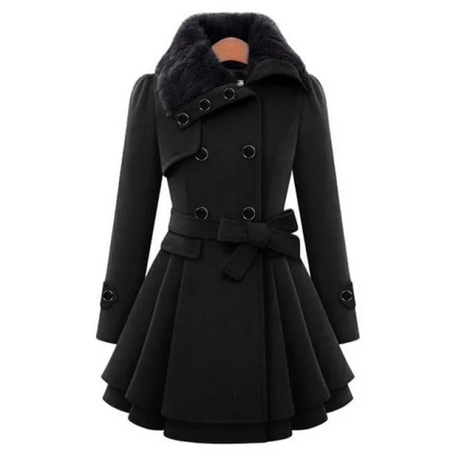 5XL Winter Jackets Women Wool Coat Women Windbreaker Warm Outwear Button Closure Asymmetrical Hem Cloak Coat Abrigos Mujer