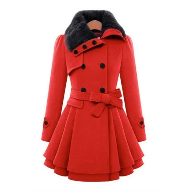 5XL Winter Jackets Women Wool Coat Women Windbreaker Warm Outwear Button Closure Asymmetrical Hem Cloak Coat Abrigos Mujer