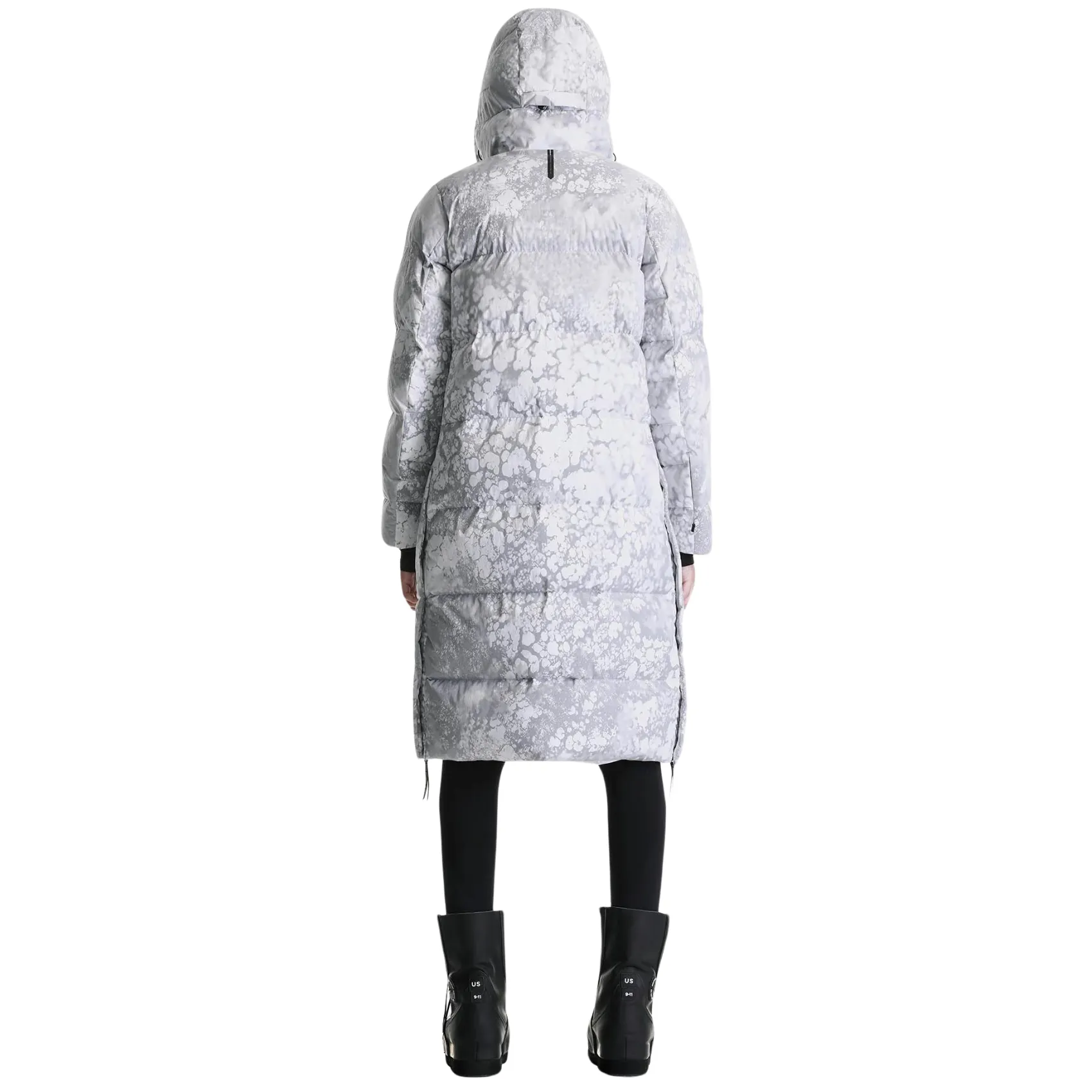 Aitken Technical Nylon Long Puffer Coat - White Print