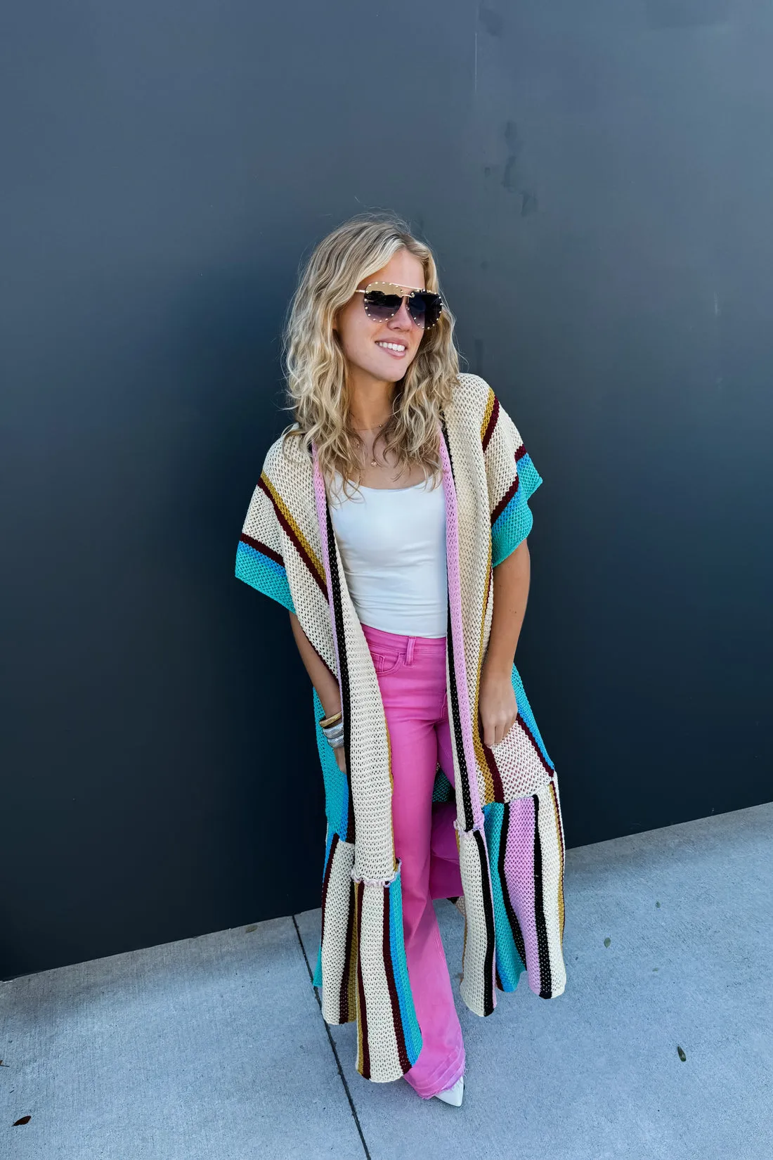 ALL FOR SUN STRIPE KIMONO