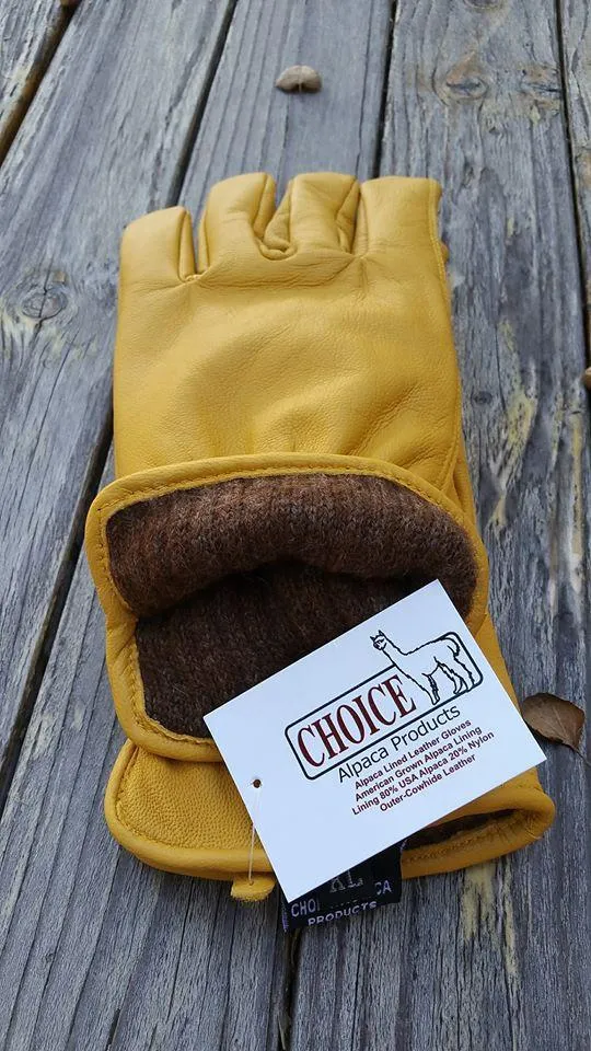 Alpaca Knit Lined Cowhide Leather Gloves - Alpaca Made in the USA