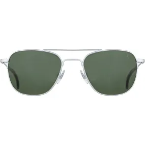 American Optical Big Original Pilot Sunglasses Standard | Matte Silver/Polarized Glass Green