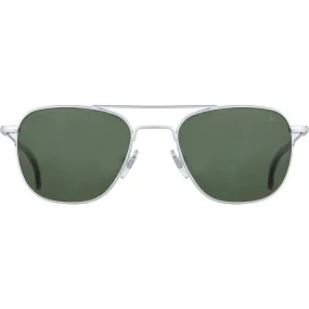 American Optical Big Original Pilot Sunglasses Standard | Matte Silver/Polarized Glass Green