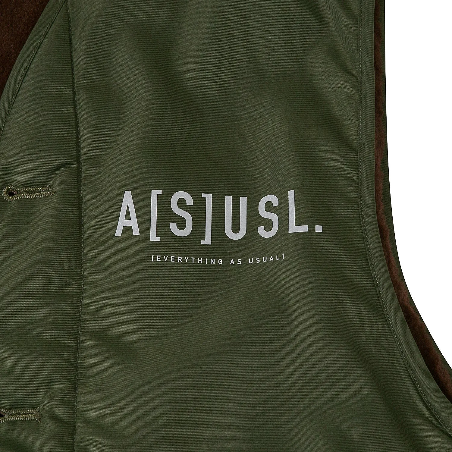 A[S]USL REVERSIBLE MILITARY VEST-OLIVE/BROWN