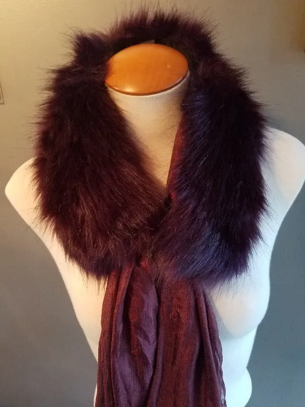 Aubergine Faux Fur Collar Scarf