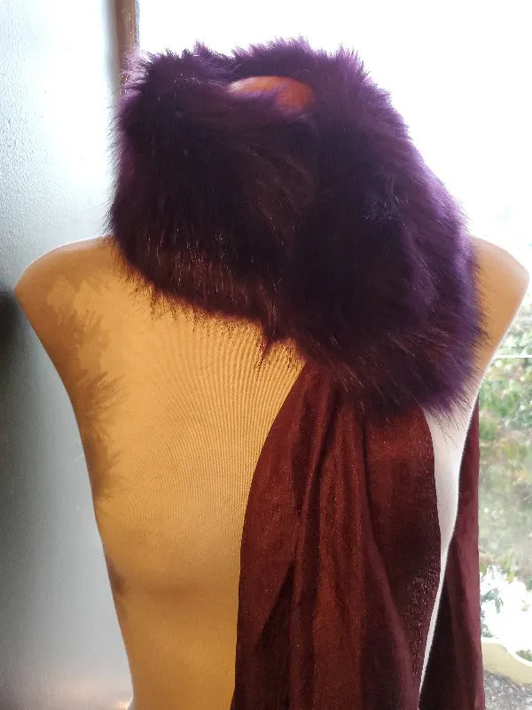 Aubergine Faux Fur Collar Scarf