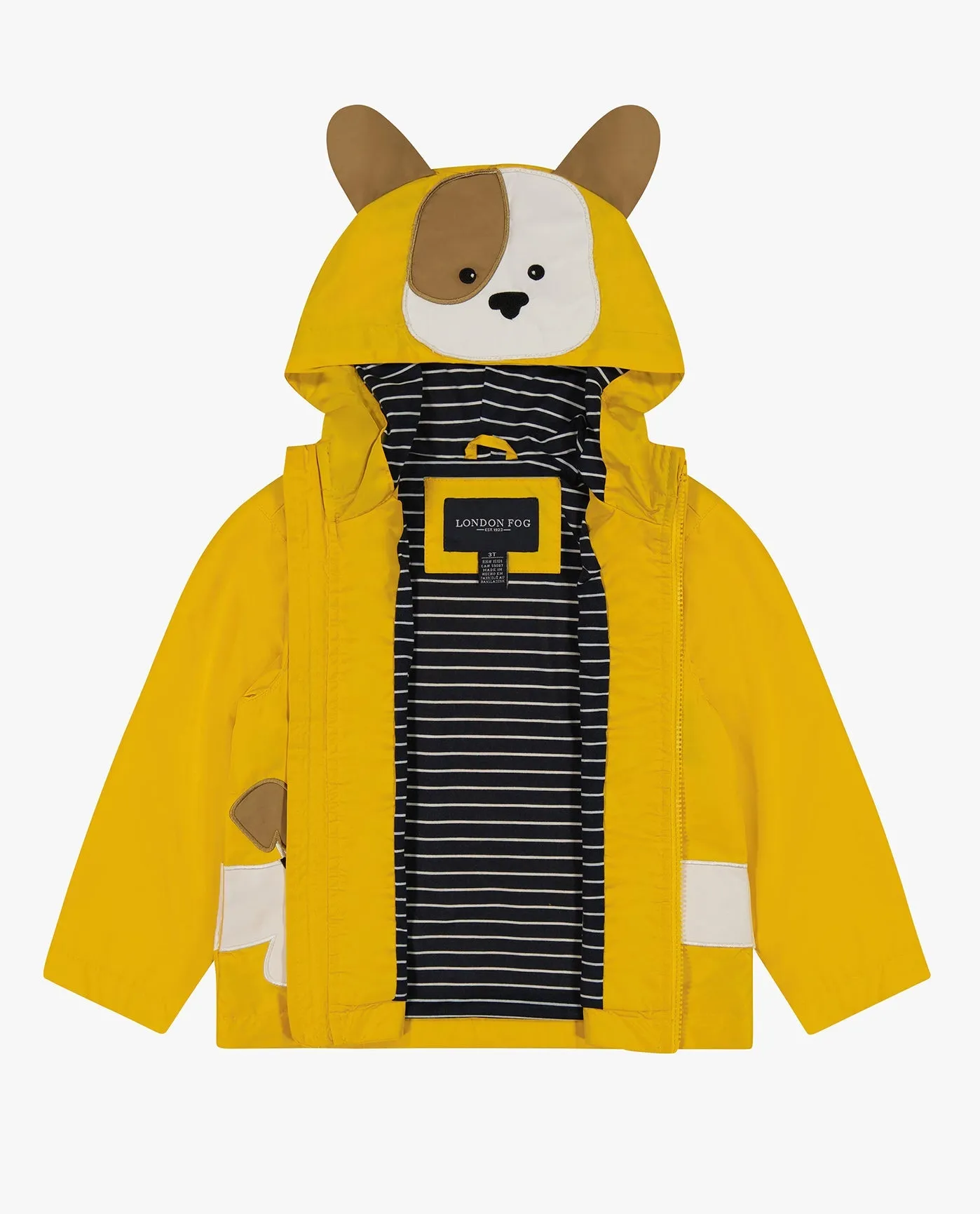 BABY BOYS PUPPY ZIP FRONT HOODED RAINCOAT