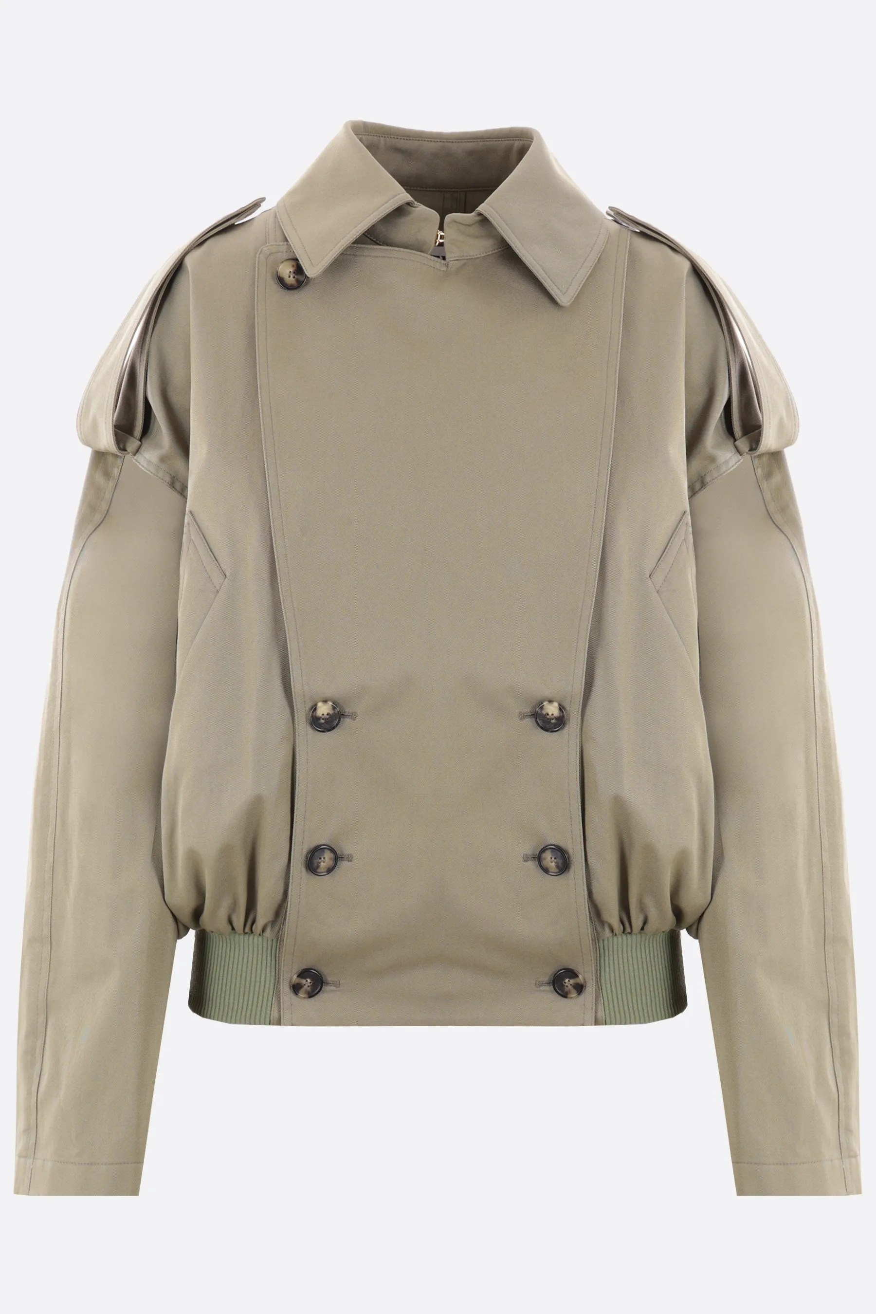 Balloon double-breasted gabardine trench coat