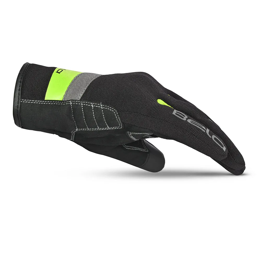 Optimized Title: Mens BELA Galaxy Winter Motorcycle Gloves in Black and Yellow Fluorescent