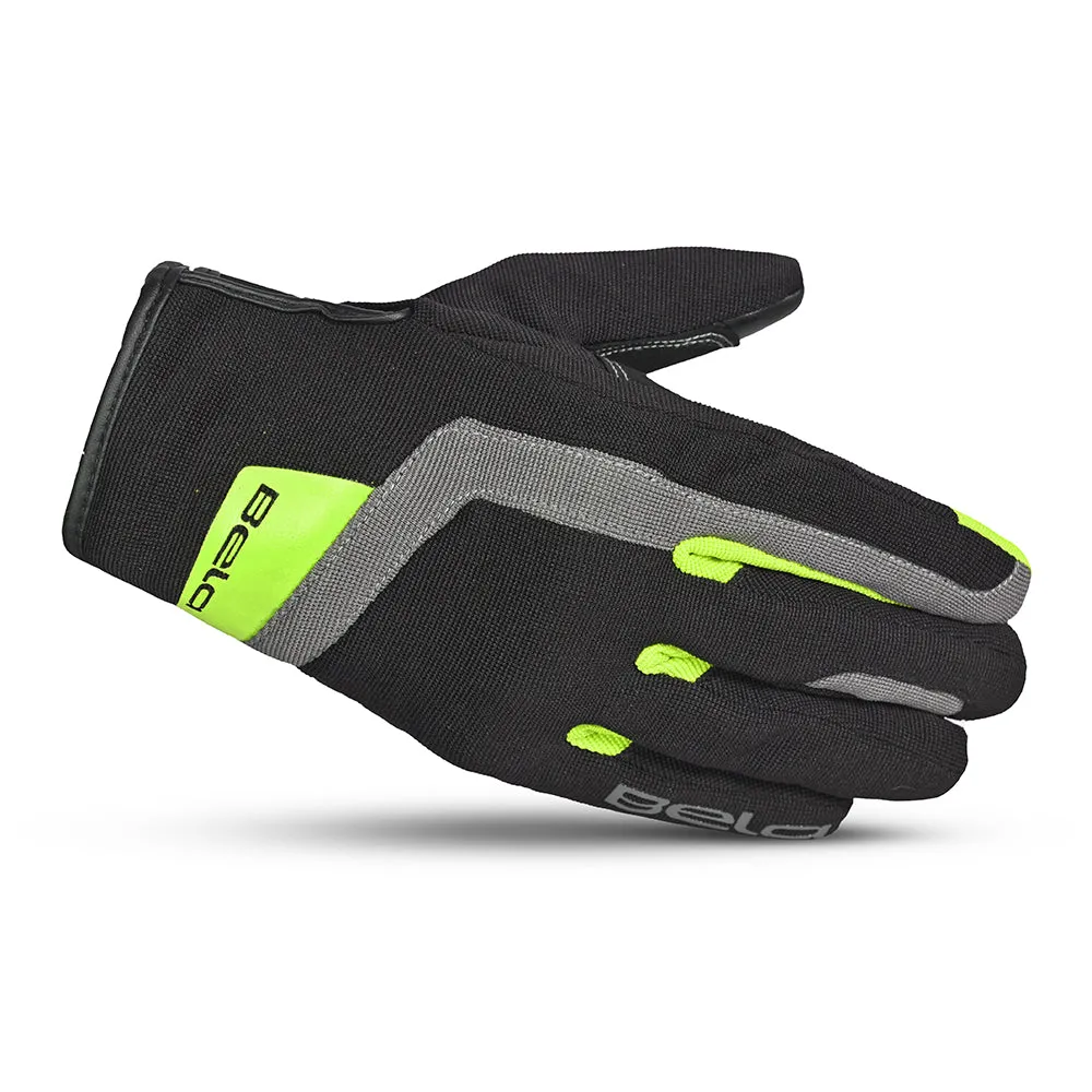 Optimized Title: Mens BELA Galaxy Winter Motorcycle Gloves in Black and Yellow Fluorescent