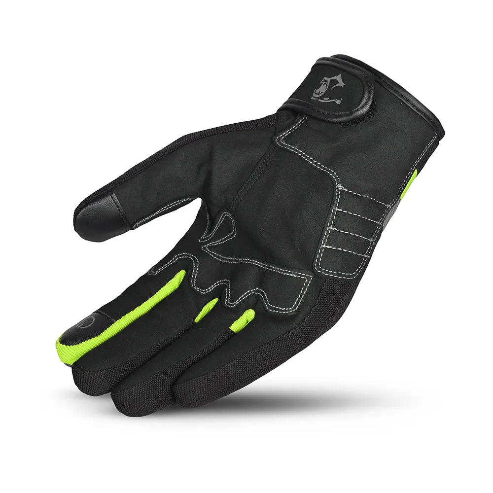 Optimized Title: Mens BELA Galaxy Winter Motorcycle Gloves in Black and Yellow Fluorescent