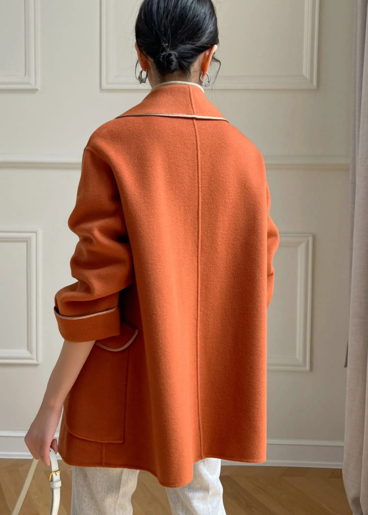 Belted Wool Blend Shawl Collar Coat