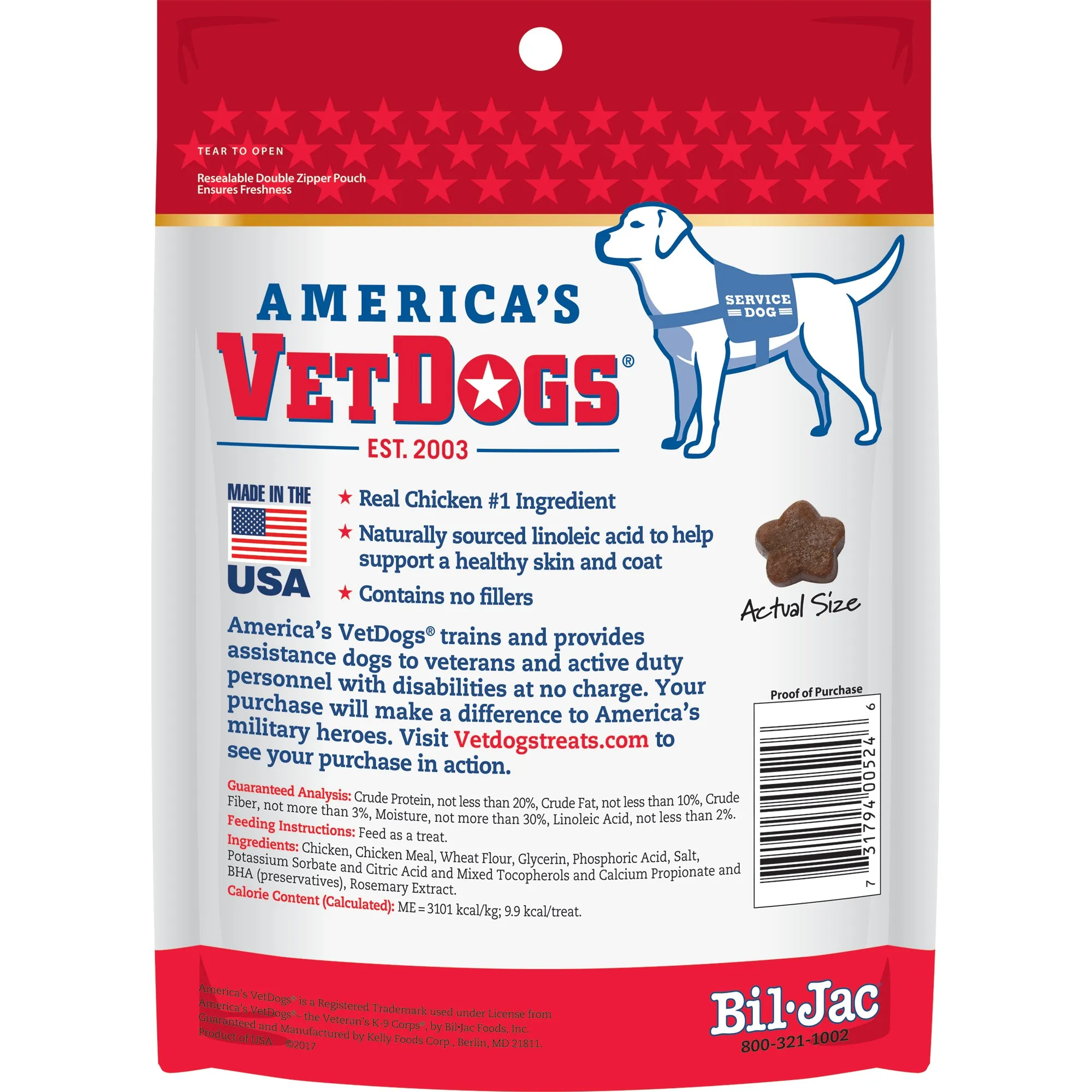 Bil-Jac 10 oz America's VetDog Dry Dog Treat