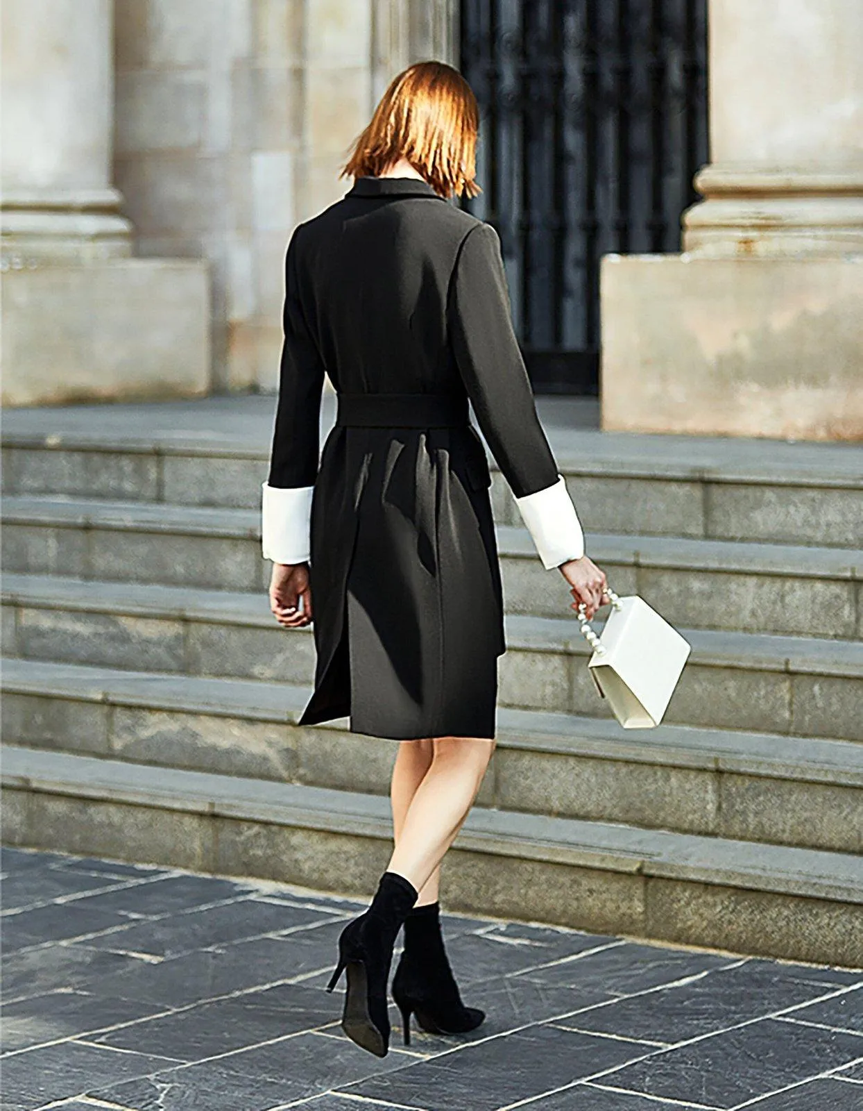 Black Double Breasted High Low Blazer Coat