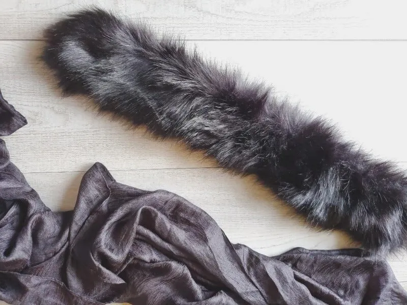 Black Faux Fur Collar Scarf