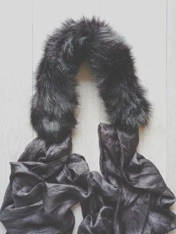 Black Faux Fur Collar Scarf