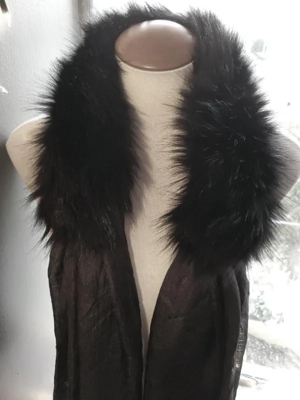 Black Faux Fur Collar Scarf