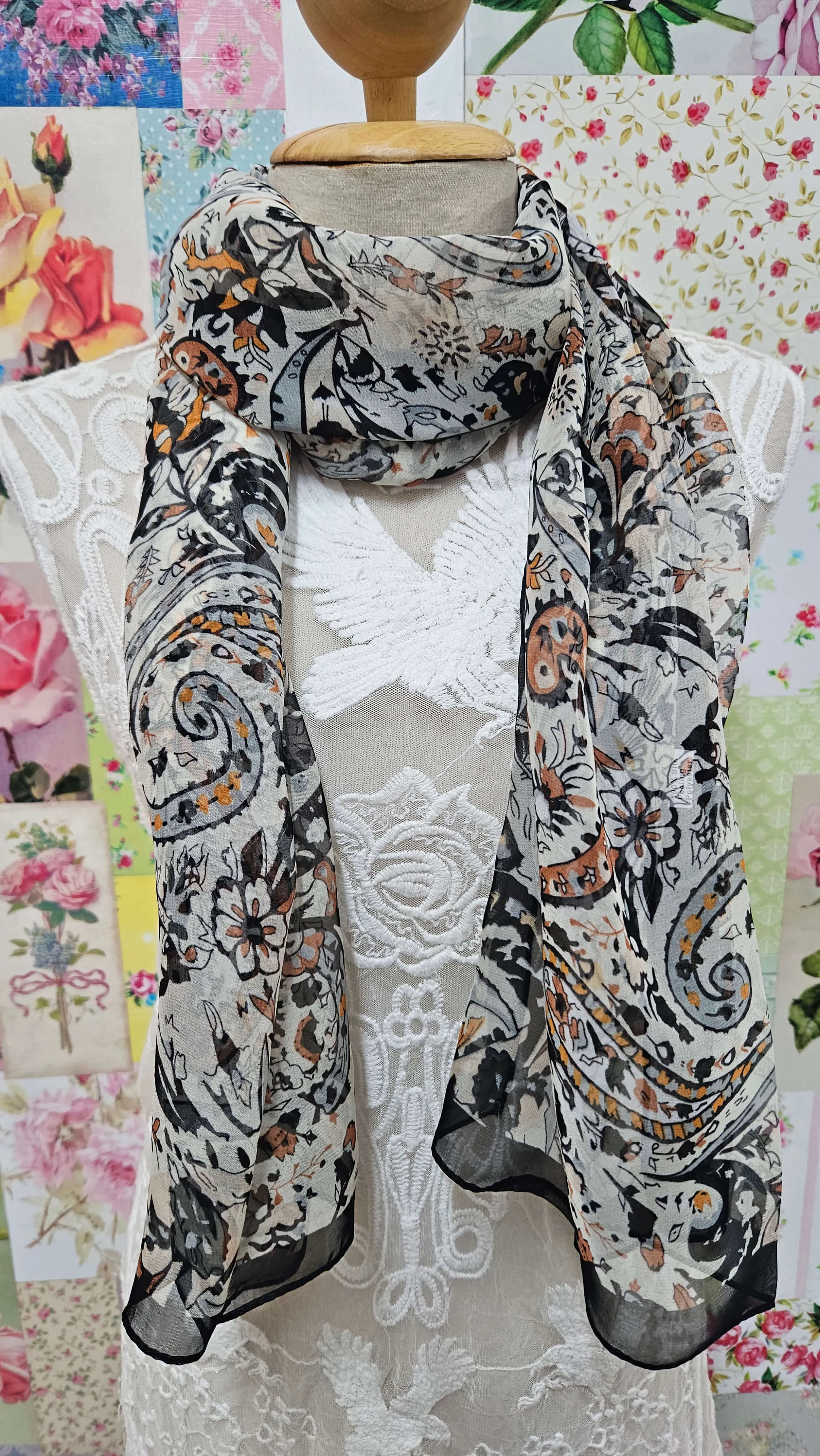 Black Printed Scarf SE0300