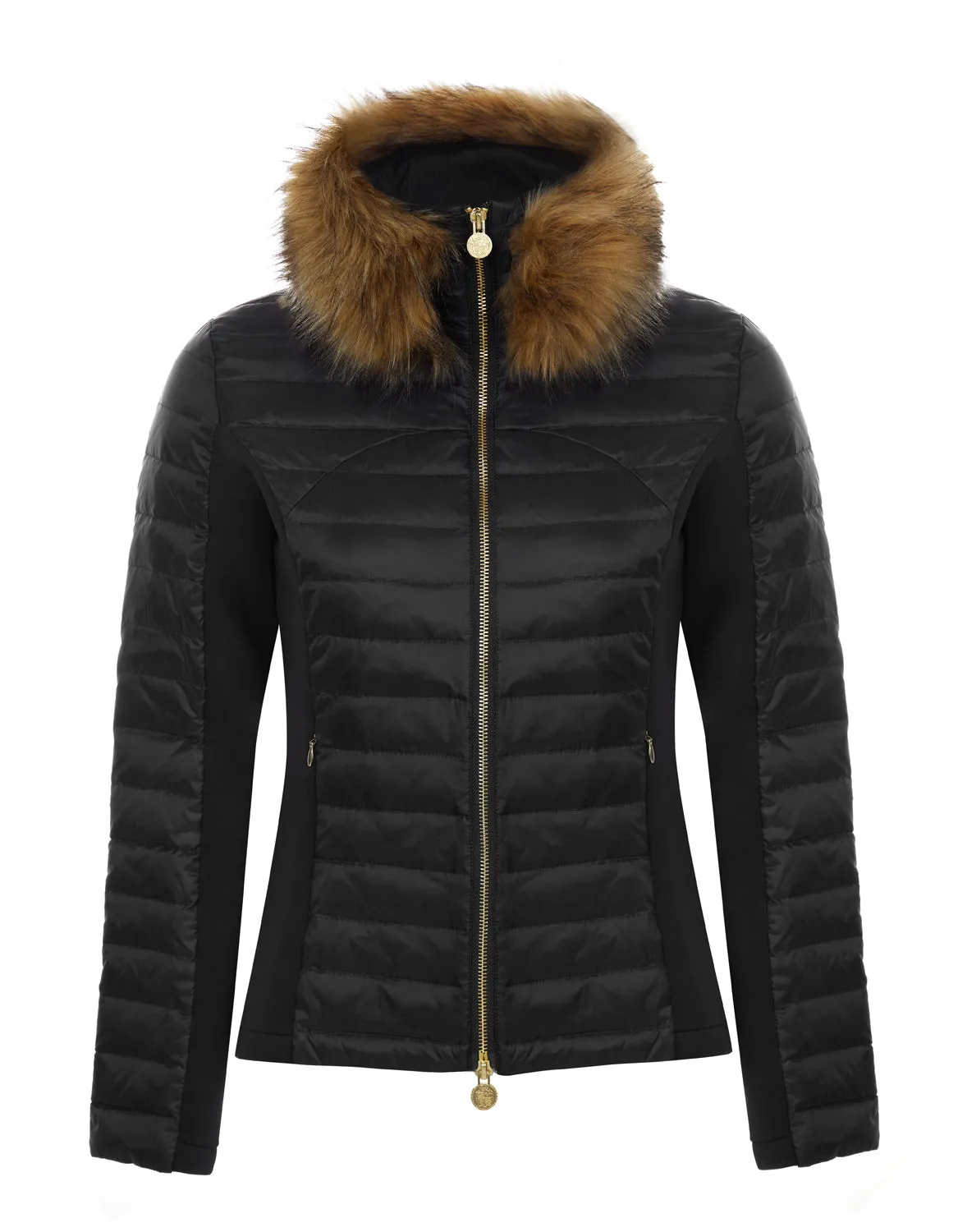 Black Puffer Jacket - Luxe Faux Fur Collar - 60% OFF