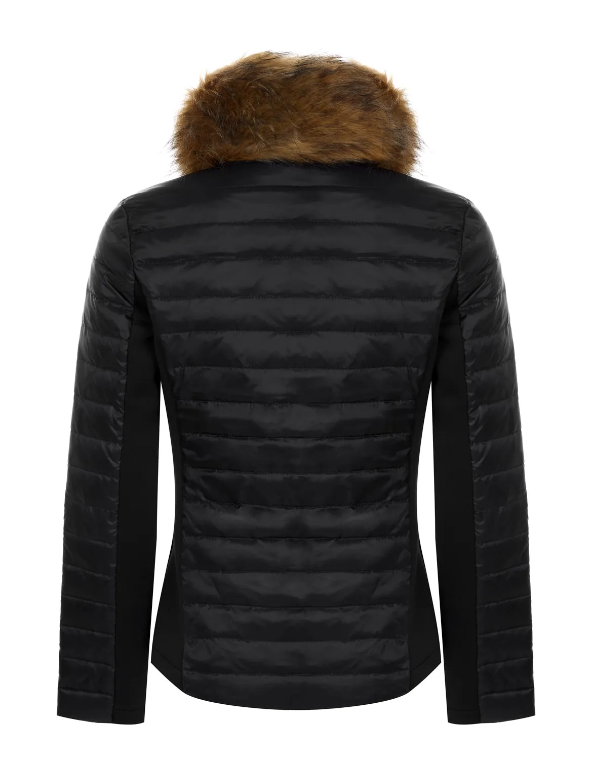 Black Puffer Jacket - Luxe Faux Fur Collar - 60% OFF