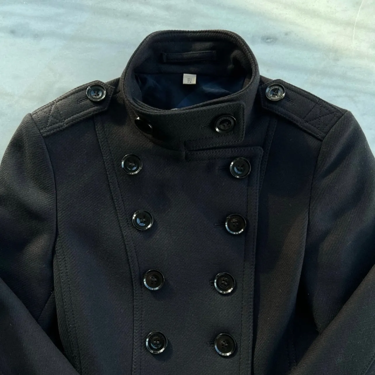 Burberry Adamsleigh Wool Cashmere Peplum Military Coat