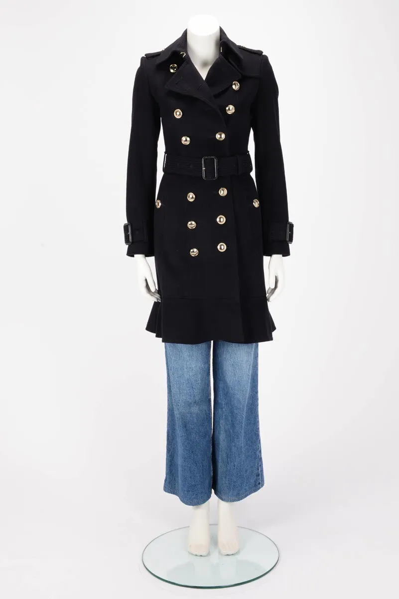 Burberry Navy Wool & Cashmere Double Breasted Coat UK 4