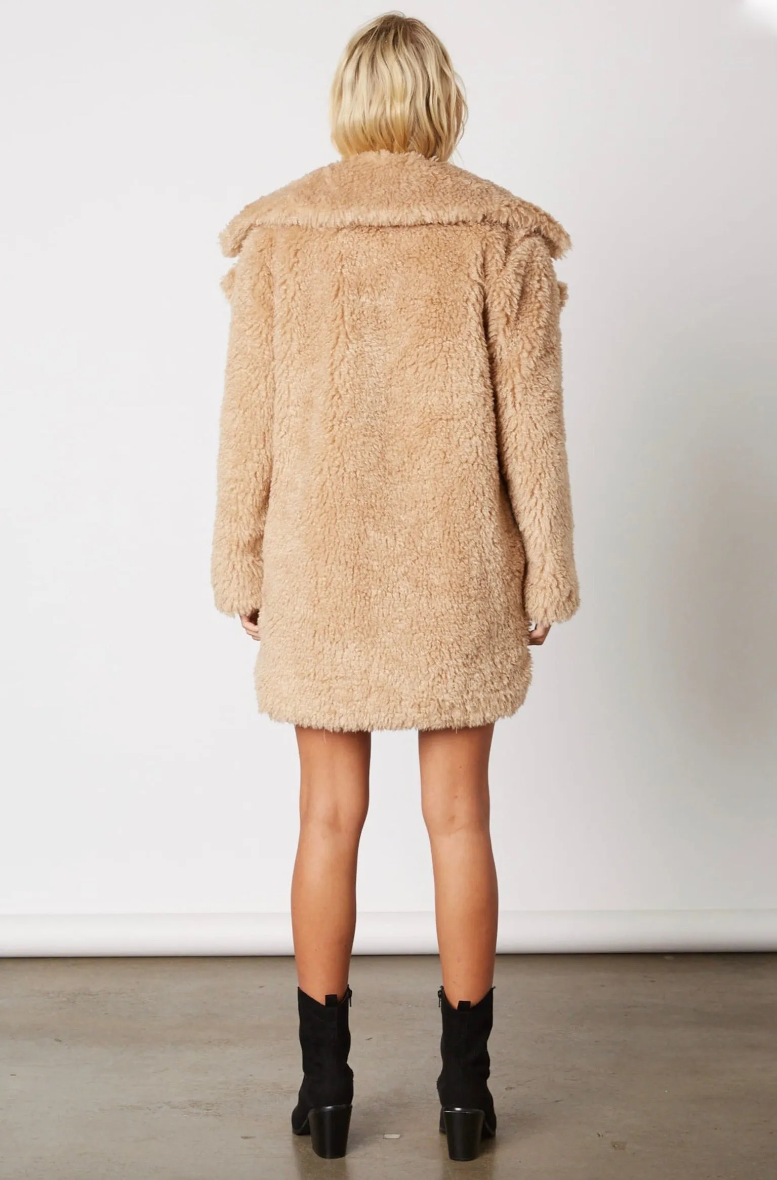 Cotton Candy LA - Open Collar Faux Fur Coat - More Colors