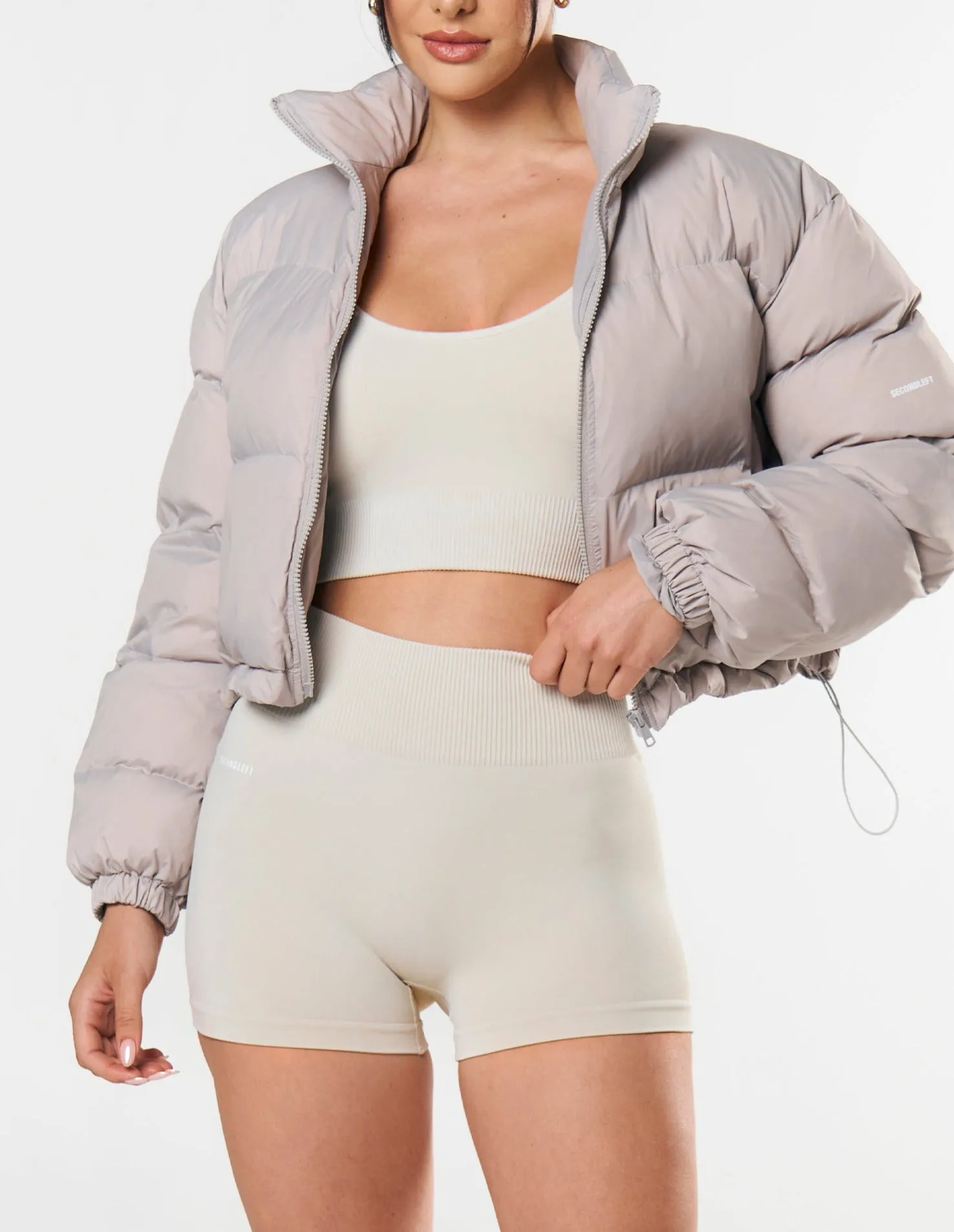 Cropped Puffer - Grey