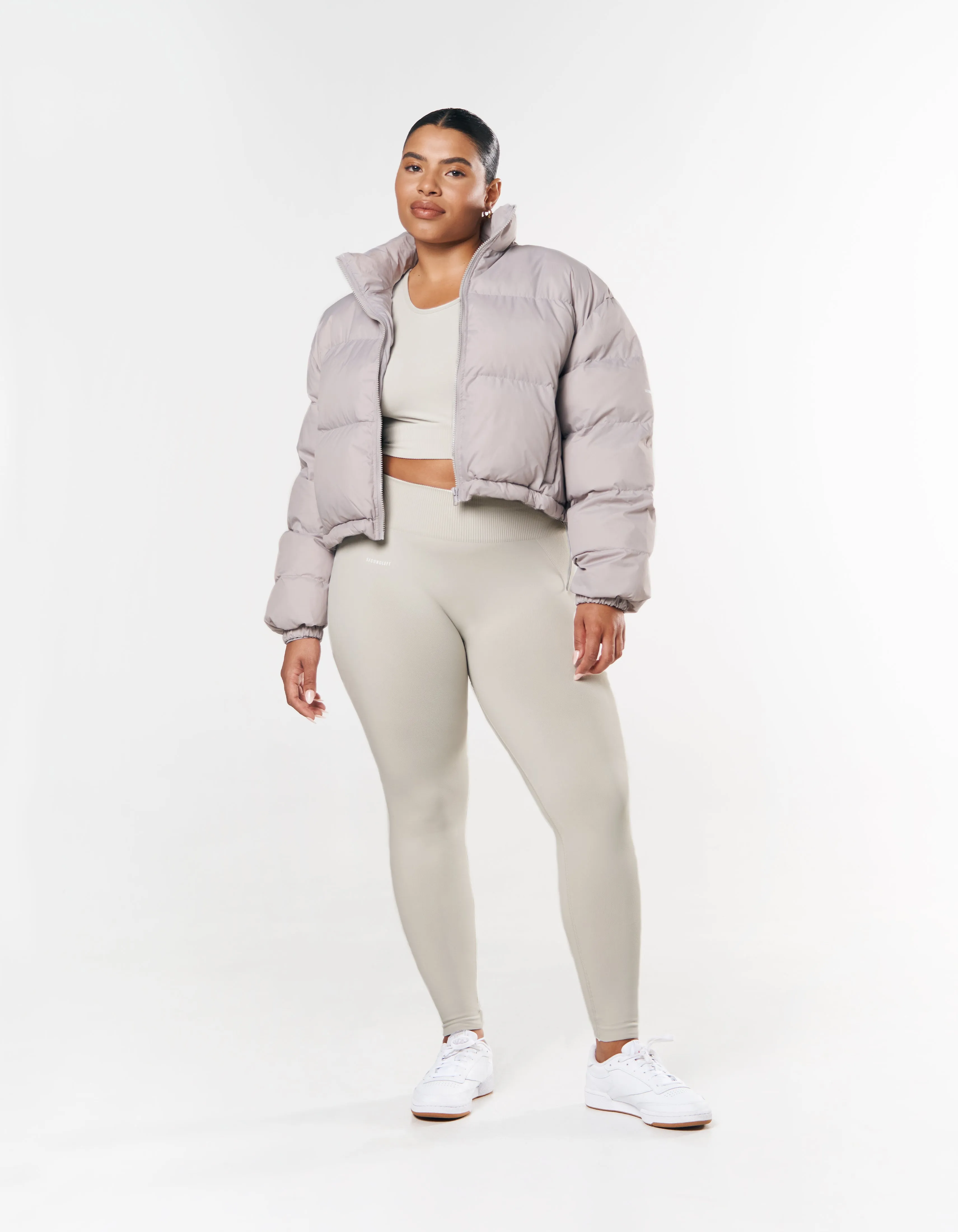 Cropped Puffer - Grey