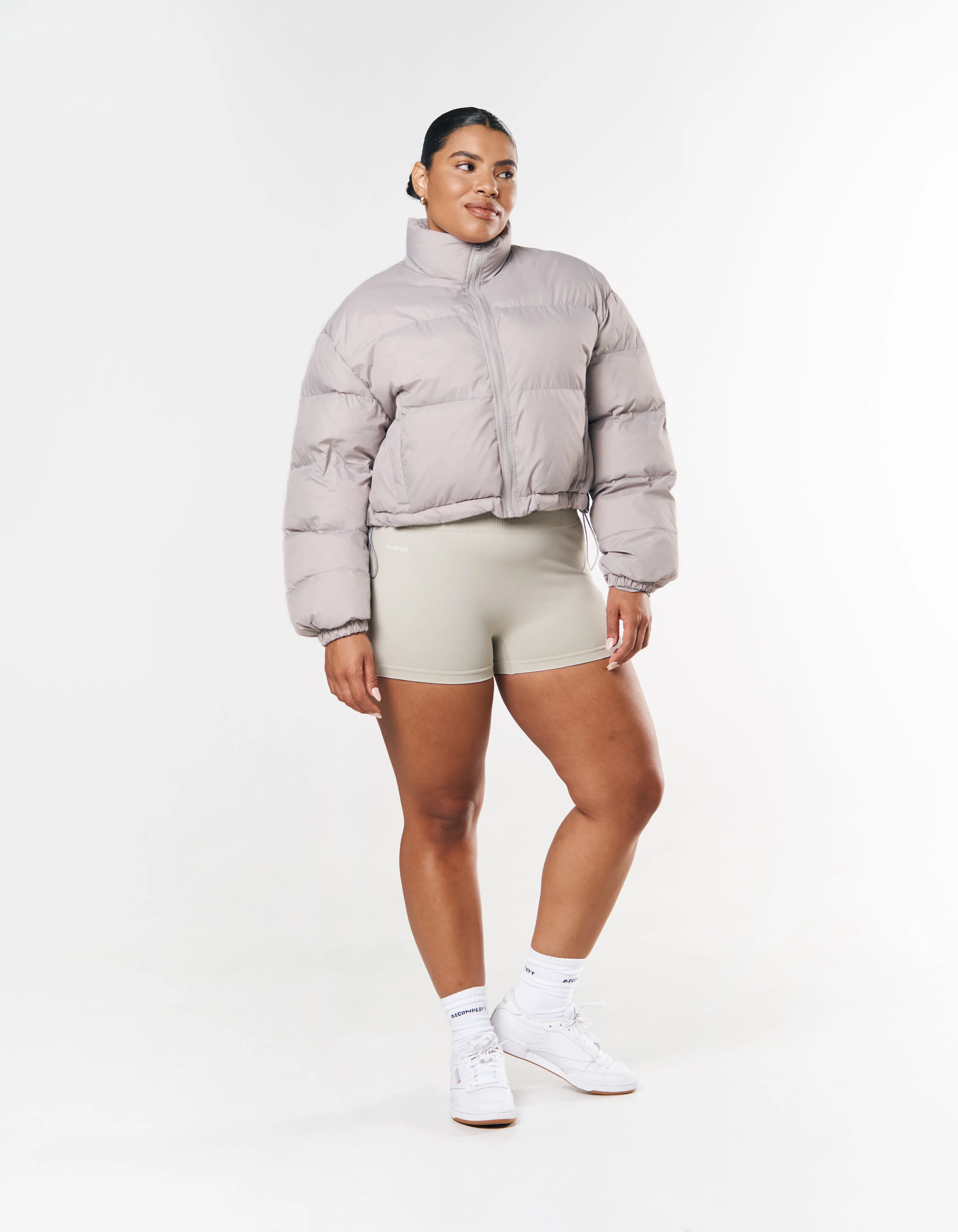 Cropped Puffer - Grey