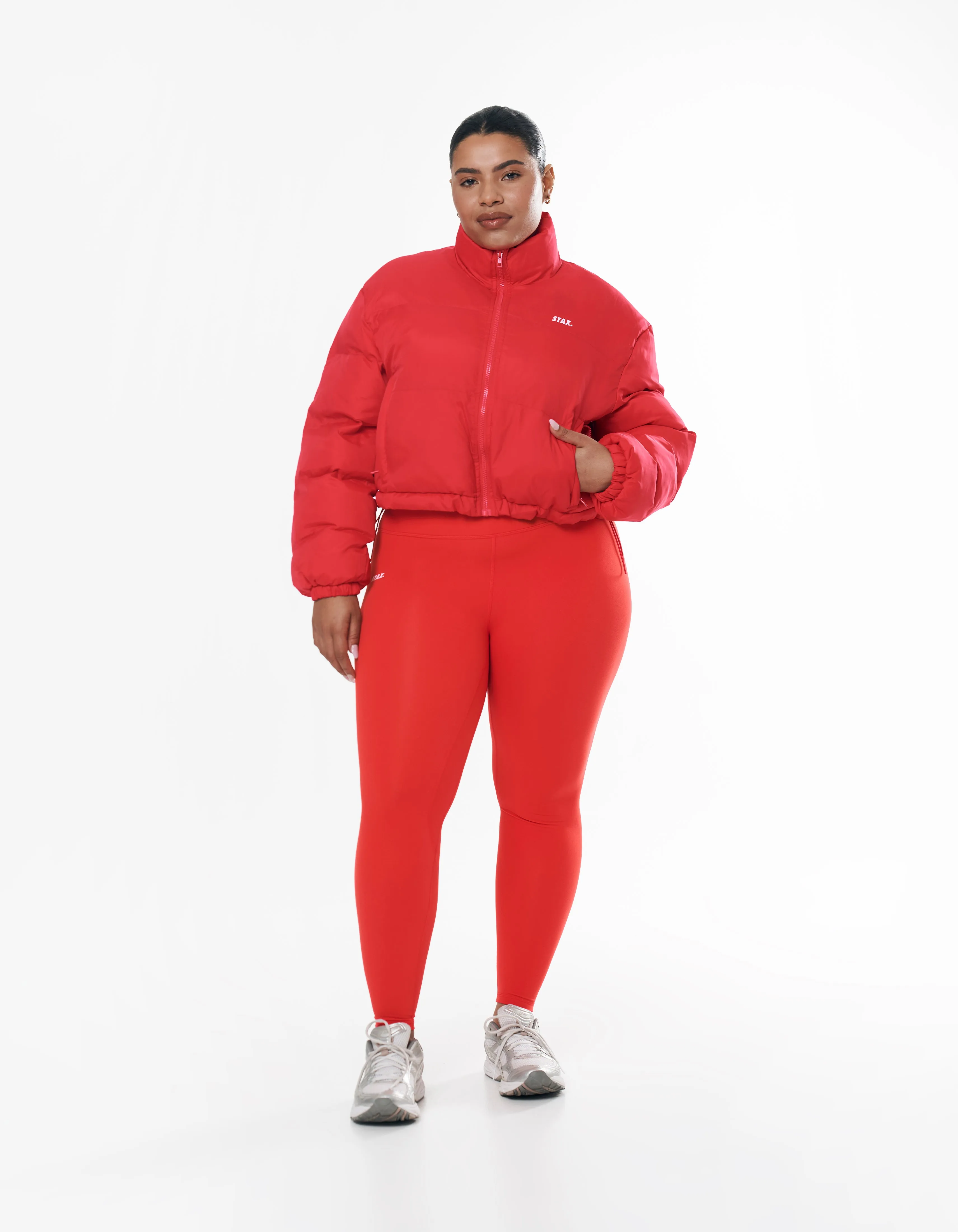 Cropped Puffer- Red