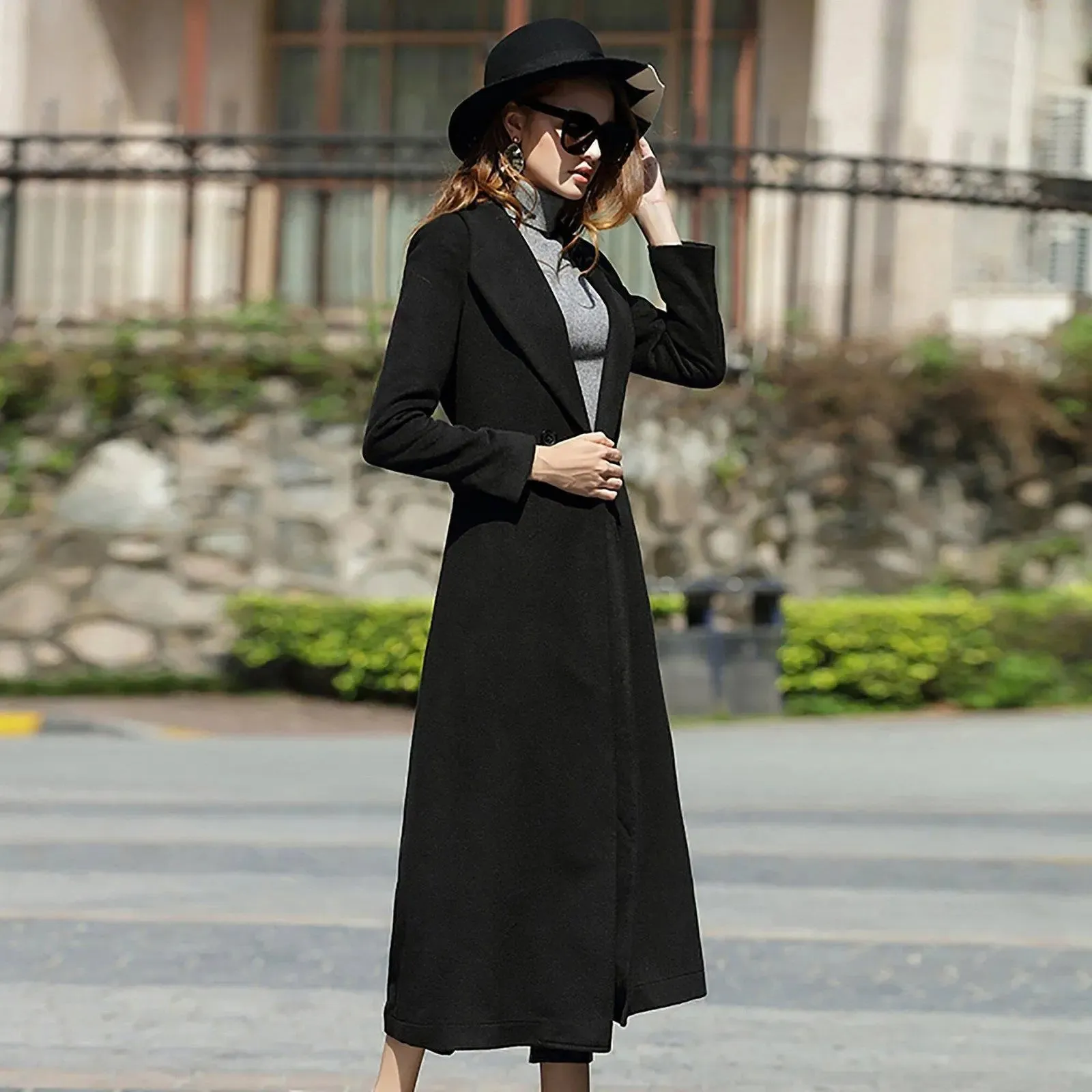 Custom Wool Blend Lined Belted Long Coat