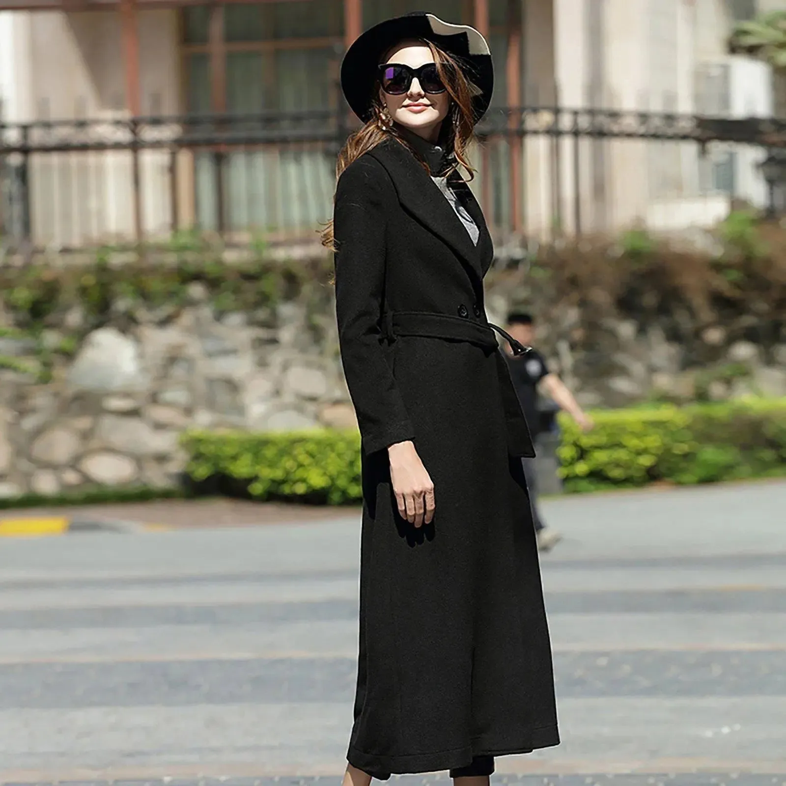 Custom Wool Blend Lined Belted Long Coat