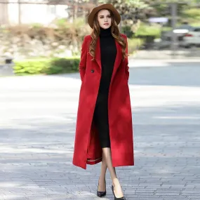 Custom Wool Blend Lined Belted Long Coat