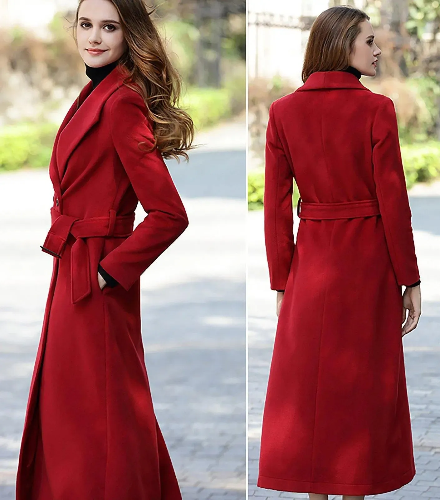 Custom Wool Blend Lined Belted Long Coat