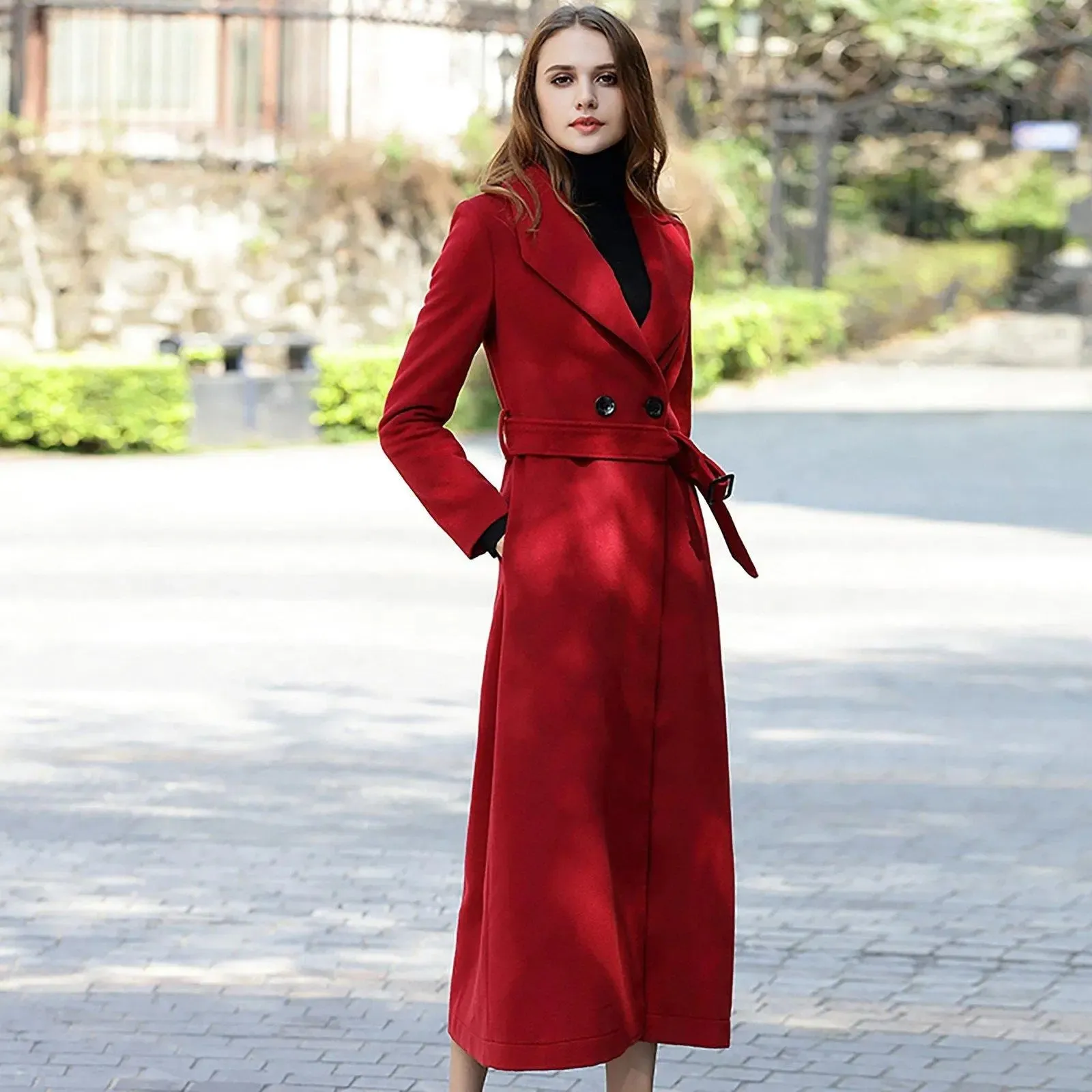 Custom Wool Blend Lined Belted Long Coat