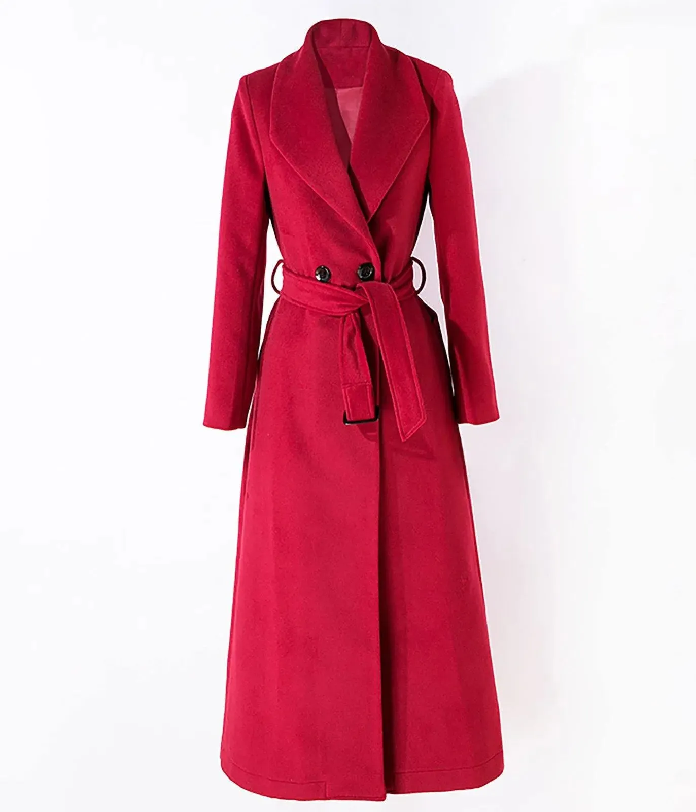 Custom Wool Blend Lined Belted Long Coat