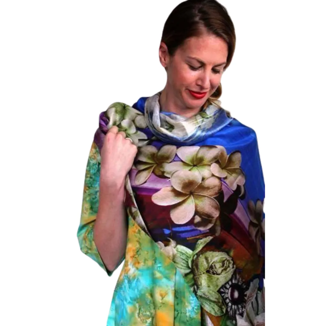 Deidaa Frangipani Floral Silk Scarf