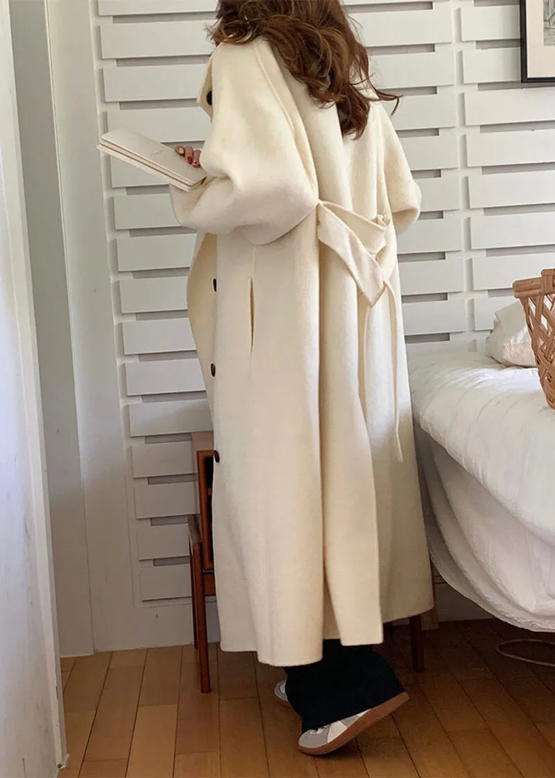 Double Face Wool & Cashmere Blend Belted Long Coat