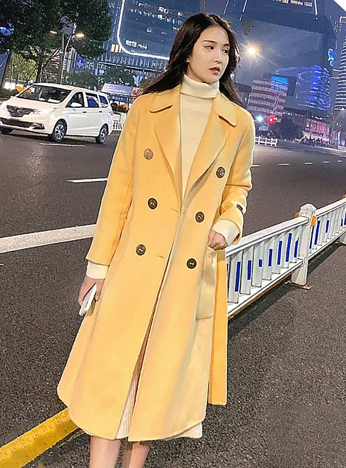 Double Face Wool Long Betled Coat