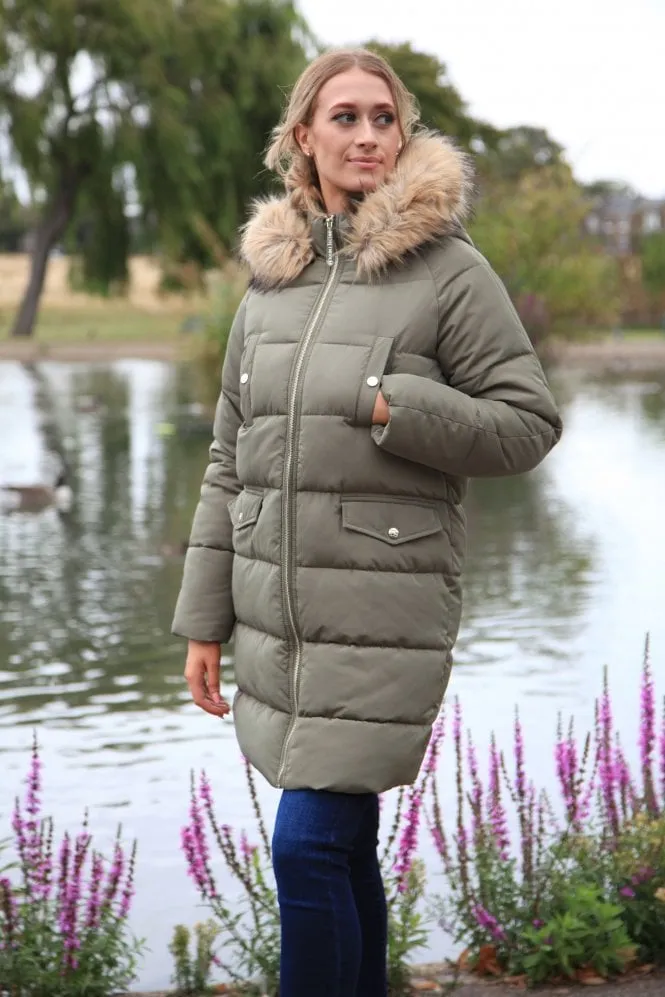 Double Second Khaki Oversized Long Duvet Coat