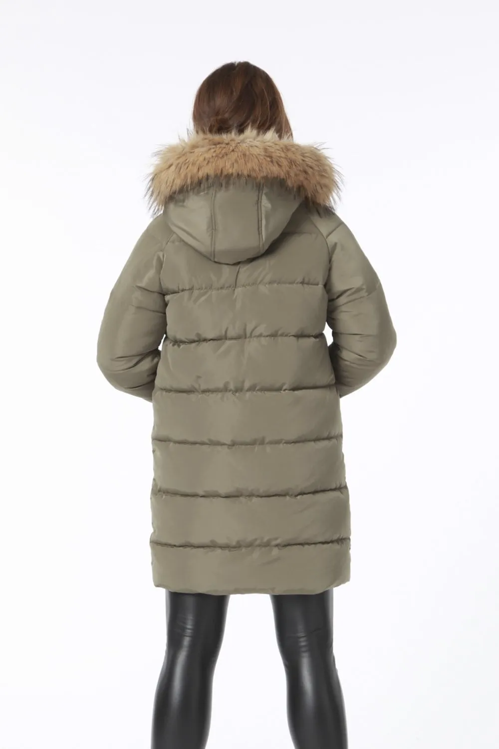 Double Second Khaki Oversized Long Duvet Coat