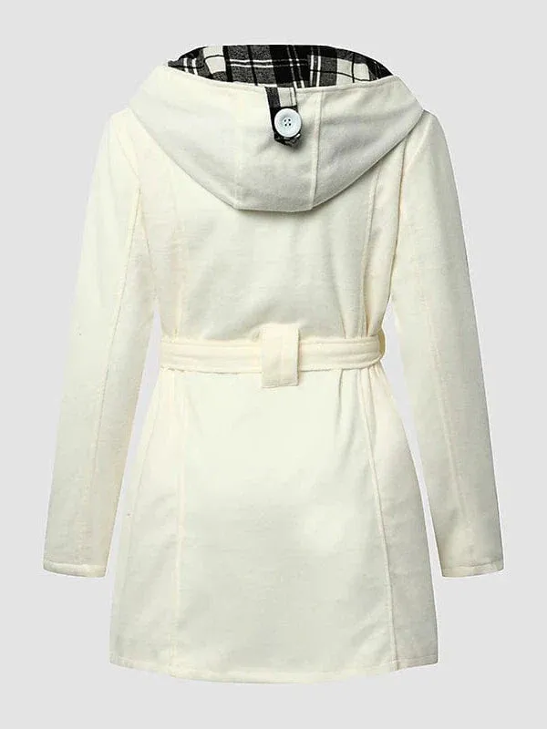 Elegant Double-Breasted Women's Winter Pea Coat with Belt