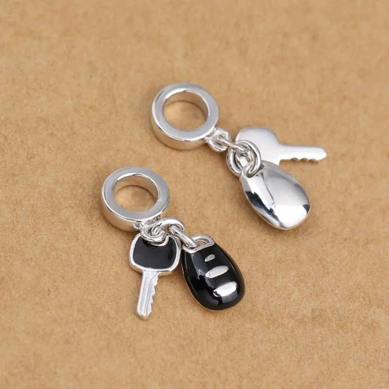 Enamel Car Keys Dangle Charm 925 Sterling Silver