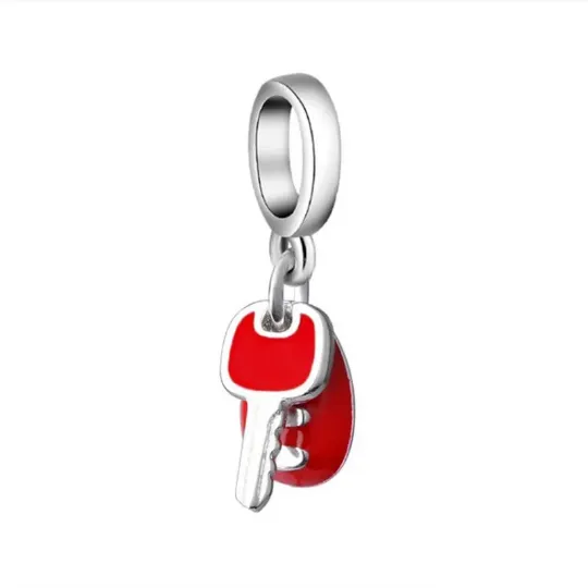 Enamel Car Keys Dangle Charm 925 Sterling Silver